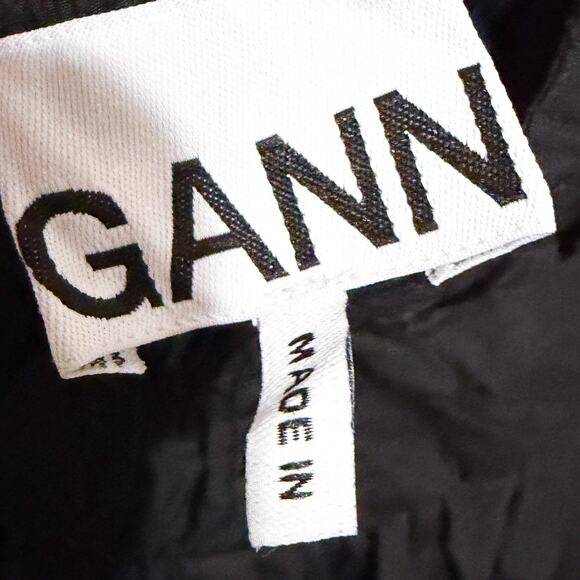 Ganni Back Cutout Cotton Poplin Basque Whimsigoth Grunge Midi Dress Black sz 14 - Picture 8 of 13